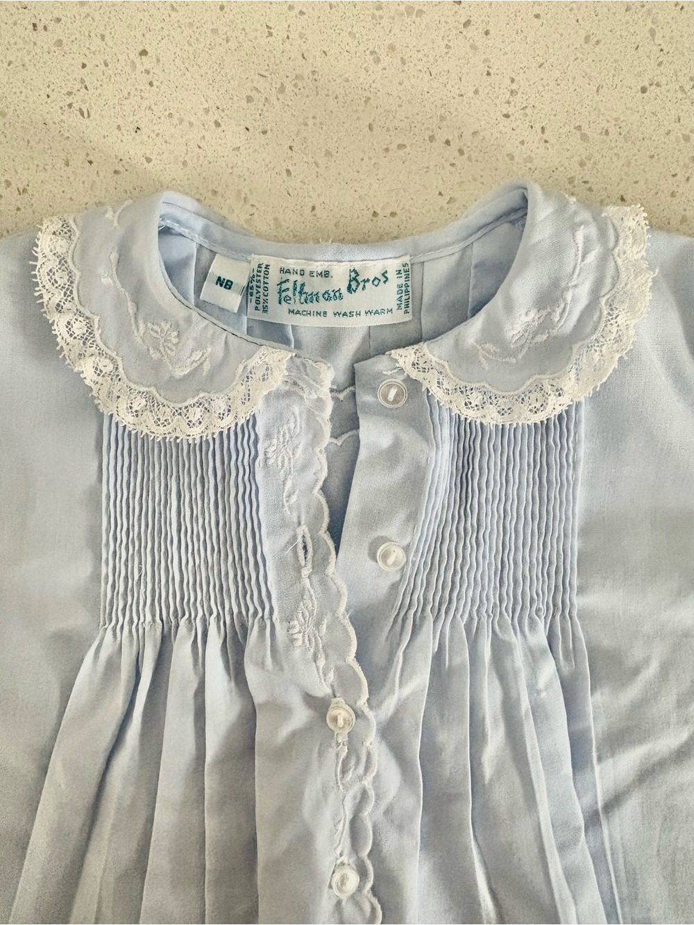 Feltman Brothers NWOT Blue Smocked Heirloom Dress NB